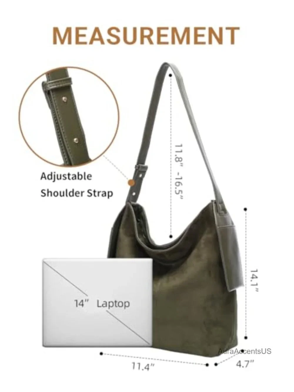 Hobo Shoulder Bag Women Faux Suede Leather Handbag Crossbody Tote
